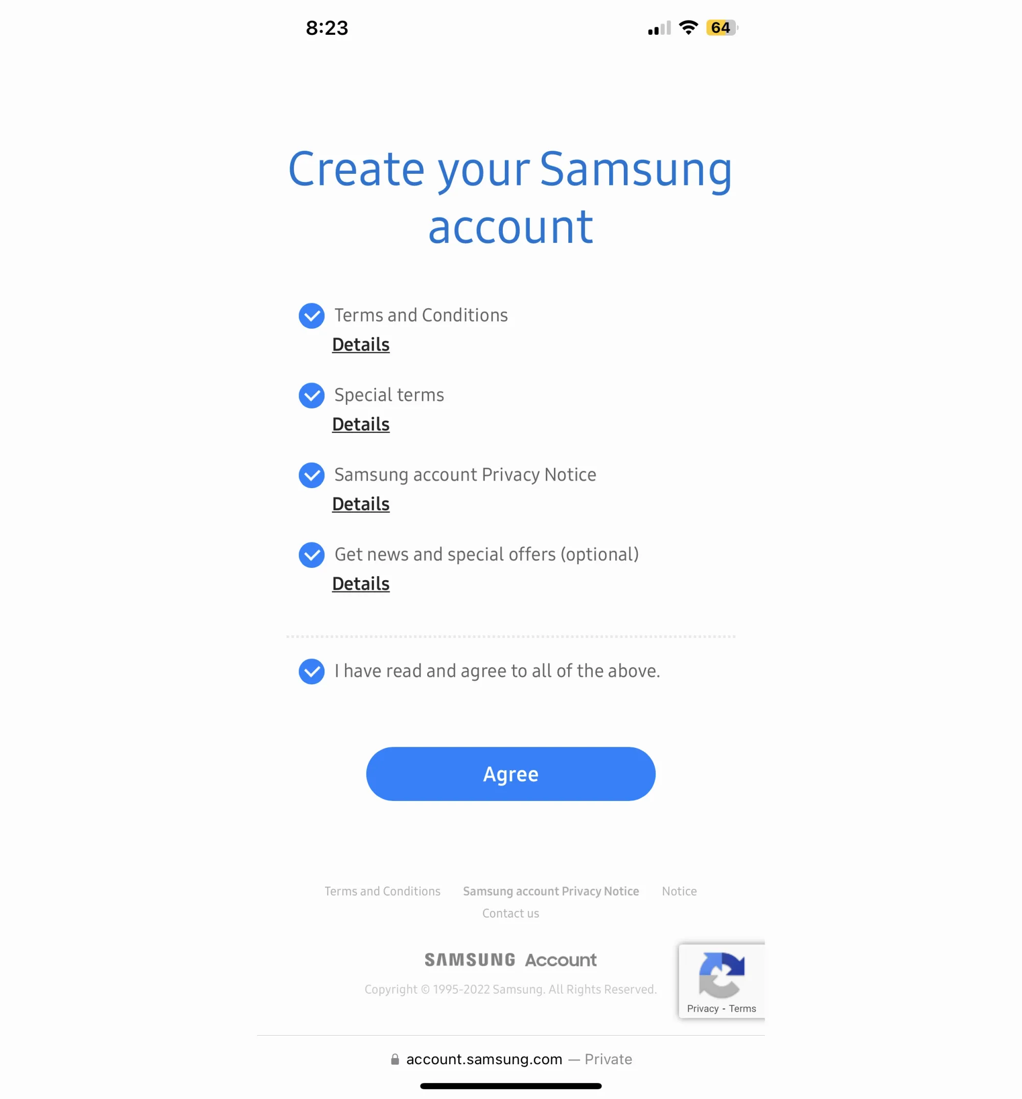Samsung: Forcing promotional emails