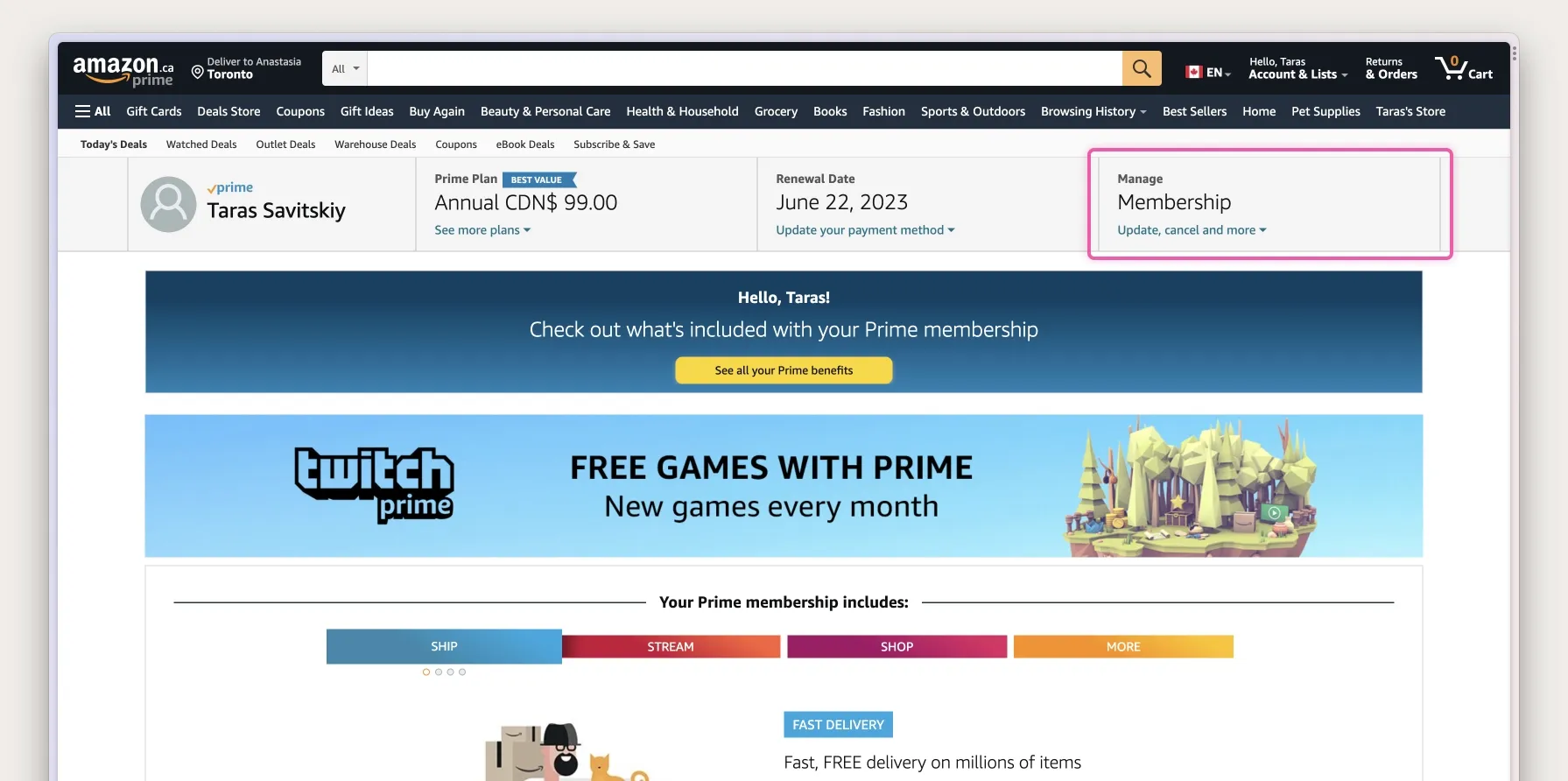 Amazon Prime page 